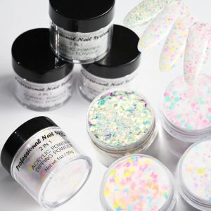 Sıvılar 1 oz/şişe Profesyonel Akrilik Toz Mix Kelebek Yuvarlak Altı Hekson Glitter Pullar Kristal Toz Tırnak Sistemi Manikür için Toz