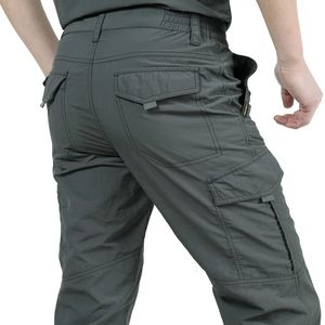 Summer Casual Lightweight Army Military Long Byxor Male Waterproof Quick Dry Cargo Camping Overall Tactical Pants Breattable 240423
