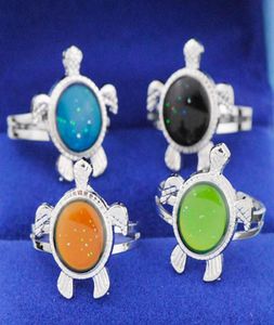 Whole 50pcs Cute Sea Turtles Mood Rings Color Changing Emotion Temperature Changeable Adjustable Finger Ring Band Gifts MR665694204