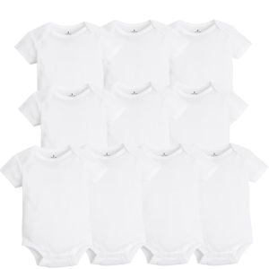 Hemden 10 PCs/Los Baby Bodysuits Neugeborenes Baby Kleidung Baumwolle weiße Kinder Overalls Baby Boy Girl Kleidung Infantil Kostüm 024m