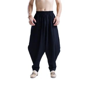 Sweatpants Cotton Linen Loose Full Length Trousers Man Summer Autumn 2024 New Elastic Waist Harem Pants Large Size M5XL 6XL Casual Pants