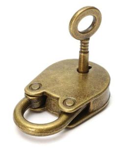 1set Metal Old Vintage Style Mini Padlock Small Bagage Box Key Lock Copper Color Lot of 3 Home Use Hardware Decoration8882289