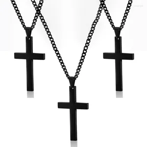 Pendant Necklaces 3X Vintage Cross Necklace Stainless Steel Black Chain Men (60Cm)