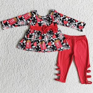 Kläduppsättningar Småbarn Girl Clothes Valentine's Day Outfit For Kids Cute Bowknot Designer Girls Wholesale Children