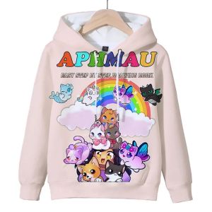 Sweatshirts söta aphmau 3D -tryck harajuku tröja barn hoodies flickor tecknad pullover toppar barn kläder höst pojkar anime sportkläder