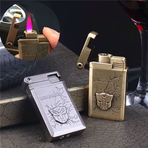 Personliga tändare Cool Relief Transformers Windproof Butane Torch Retro Refillable Without Gas Fire Briquet Chalumeau Isqueiro