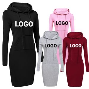 Polos Custom Logo Women Hoodie Dress Brand Printsd Long Sleeve Hoodie Discaled Royded Jumper Pockets Tops Tops Tops