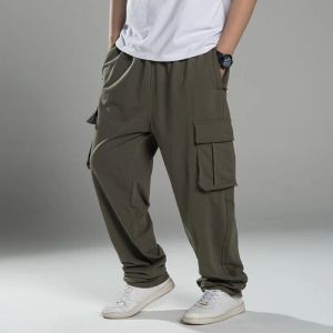 Spodnie jesienne Sprężnice spodni spodni Mężczyźni 3xl 4xl 5xlwaist 126 cm bawełniana mężczyzn