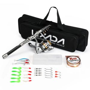 Tillbehör Teleskopisk fiskespö och rullkombination Full Kit Spinning Fishing Reel Gear Organizer Pole Set med 100 m fiskelinje