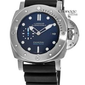 Herren Luxury Business Watch Automatische mechanische Armbanduhr Tourbillon Water of Washes Watches Neue Panerai Tauchen 47mm Bmgtech Blue Dial Titanium Mens Uhr PAM0069