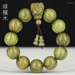 Strand Green Sandalwood Carved Buddha Bead Hand String för män och kvinnor Hantverksarmband Mens Jewlery