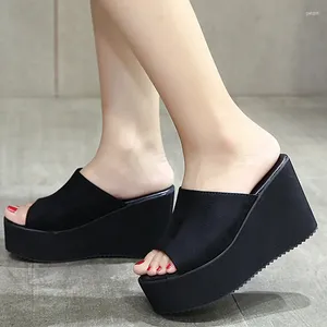 Slippers Summer Slip On Women Wedges Sandals Platform High Heels Fashion Open Toe Fish Mouth Ladies Casual Shoes Comfortable