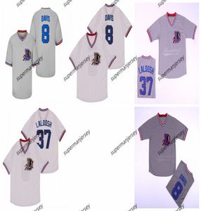 Mens Bull Durham Nuke Laloosh 37 Crash Davis 8 Kevin Costner 16 Turisti doppi spiccati Baseball Jersey Grey White Size S-4xl Mix Order 2024