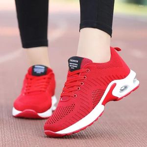 Casual Shoes Red Women's Mesh Sneakers For Women Breattable Platform Walking Light Tennis Ladies Athletic Training Footwear