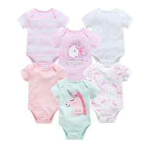 One-Pieces Honeyzone 3 6 Pcs/Set Baby Girls Clothes Short Sleeve 100% Cotton Newborn ropa bebe Bodysuit 03 Months Infant Toddlers Jumpsuit