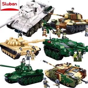 Blocks Military Challenger Leopard Panther Heavy Main Battle Tank Soldier Building Blocks Plastic Model Bricks Army Toys for Children