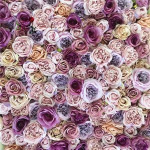 Flores decorativas SPR -10pcs/lote 3D de alta qualidade Casamento Artificial Rose Flor Wall Background Decorações