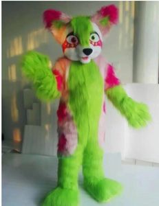 2025 Halloween Colorful Husky Dog Mascot Costume Högkvalitativ tecknad anime Temakaraktär Vuxna storlek Julkarneval födelsedagsfest utomhusdräkt