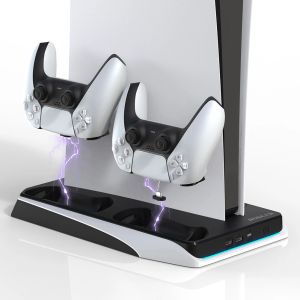 Stoi pionowe stojak na chłodzenie na PS 5 Digital Edition Stojak pionowy z ładowarką wentylatora chłodzącego do DualSense