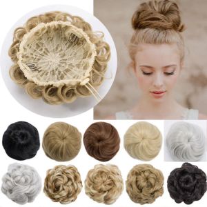 Chignon snoilite syntetiskt dragskurklipp i chignon hår bulle hårstycke dragsko updo hårbullar kvinnor lockigt chignon hår