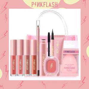 Set Pinkflash 11 pezzi Full Makeup Set Mascara Eyeliner Foundation Rossetto Kit Blush Cosmetics for Women With Cosmetics Bag