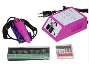 Professionell Pink Electric Nail Drill Manicure Machine med borrbitar 110V240VEU -plugg Lätt att använda7488560