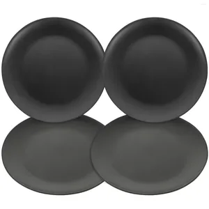 Dinnerware Sets 4 Pcs Black Melamine Plate Dish Salad Lunch Kitchen Plates Outdoor Dinning