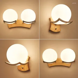 Wall Lamp Modern Chinese Bedside Light LED Simple Creative Wood Art Decoration Home Lighting Corridor / Aisle El E27