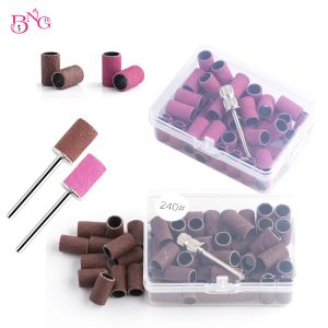 Bits 50pcs/bandas de lixamento de unha com bits de perfuração de unhas de eixo de metal para o calo de pele de preto, calo de pele, retire faixas de areia cortador de bandas de areia