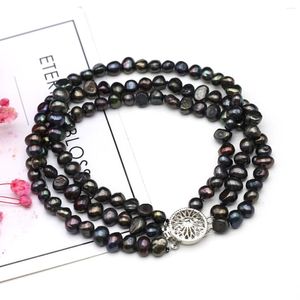 Strand 1pc perle di perle d'acqua dolce naturale bracciale nera in perline nera squisite donne accessori gioielli accessori per feste di compleanno