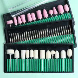 Bits Set Of Cutter For Manicure Machine Quartz Scrub Stone Diamond Wool Nail Drill Bit Rotary Burr Grinding DIY Milling Pedicure Kit