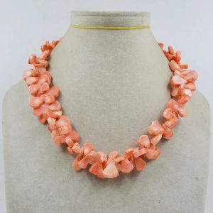 Necklaces Women's birthday party necklace. Natural pink coral jewelry 48CM