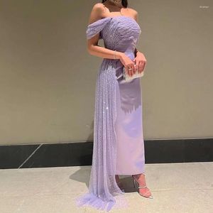 Party Dresses Jancember Elegant Off Shoulder Lilac Dubai Evening For Arabic Women Wedding Long Formal Gowns SF091