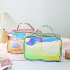 Bolsa de maquiagem portátil, Bolsa de armazenamento de PVC à prova d'água no Instagram de grande capacidade, bolsa de lavagem transparente de cosméticos turísticos