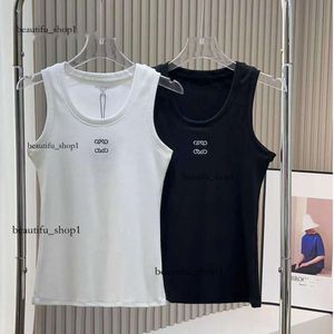 Designer T -skjorta Kvinnor beskurna topp T -skjortor Tank Top Croped Cotton Jersey Camis Kvinnliga tees broderi stickkläder för kvinnor sport yoga topp enkel väst loeweee skjorta 158