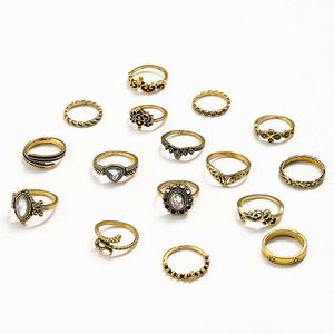 Übertrieben ausgehöhlte neue aus geschnitzte kleine Schlangenblätter und großen lotusförmigen Ring -Set