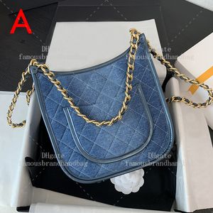 Hobo el çantası 24cm denim omuz çantası tasarımcısı kadın 10a ayna Kaliteli Zincir Çantası Tasarımcı Çanta Çanta Yüksek Kalitesi Kutu C214