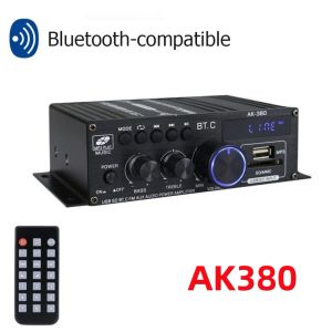 アンプAK380 BluetoothCompatible Amplifier 2チャンネルサブウーファーアンプAmplifier Hifi Bass 40W+40W Music Player USB Aux Karaoke for Home Car