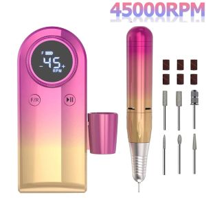 Drills 45000RPM Rechargeable Electric Nail Drill Machine Gel Nail Polish Sander Cutters For Manicure Nail Supplies For Professionals
