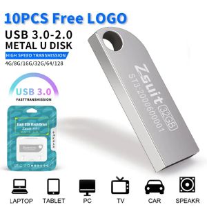 Kör 10st/grossist USB Flash Drives 4 GB 8 GB 16GB 32G 64GB 128 GB Pen Drive Stick Memory Flash Disk Gratis anpassad logotyplagring Udisker