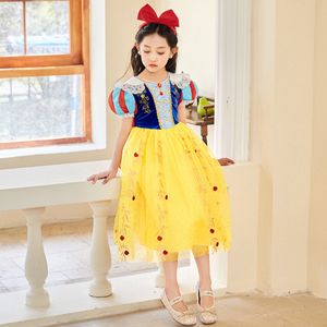 Children's day cosplay party dresses Girls embroidery lapel puff sleeve lace tulle dress kids Halloween Festival Performance clothes Z7854