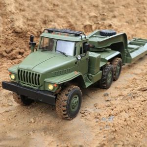 Cars WPL B363 1/16 Rc Car Full Scale Military Remote Control Transport Vehicle Model Car B363 Truck Super Long Crawler Trailer Toys