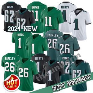 2024 Men 26 Saquon Barkley 6 Devonta Smith Futebol Jerseys 62 Jason Kelce 1 Jalen Hurts 11 Jersey de futebol Size S-3xl