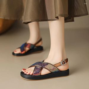 Casual Shoes Phoentin Pailletten Sandalen 2024 Sommer -Frauenplattform Basic Fashion Korean Flach mit 3 cm Ferse FT2570