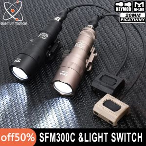 Lights SureFir Tactical M300C ficklampa MLOK Keymod Pressure Switch 510LUMENS M300C Hög Power White LED -vapen Scout Light 20mm Rail