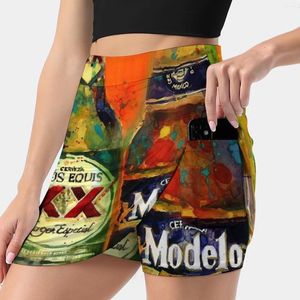 Kjolar mexikanska öl-ljusa färger-bar deco kvinnors kjol sport skort med fick mode koreansk stil 4xl öl