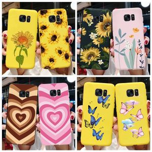 Mobiltelefonfodral för Samsung Galaxy S6 S7 Edge Case Cute Love Heart Flower Silicone TPU Mjuka fall Täckning för Samsung S6 S7 S 6 7 Edge Phone Case 240423