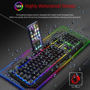 Combos Wired USB Gaming Keyboard and Mouse Gamer Keyboard RGB Backlit Computer Keyboard Waterproof for Laptop Desktop for Gaming Office