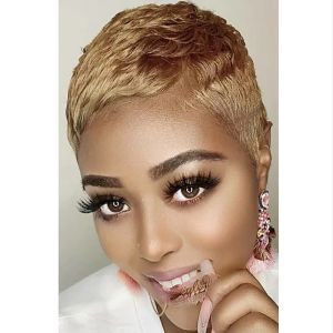 Perücken Hairjoy Synthetic Pixie Schnitthaar Perücken afroamerikanische kurze Perücke weibliche Frisuren