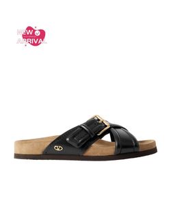 Designer luxury slippers with logo 24ss black Womens Buckle Slippers 2024 Spring/Summer WS0IZ5VRNYVN